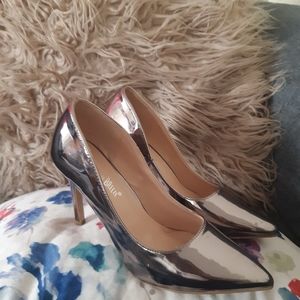 Chrome silver high heels stilletto size 8 1/2